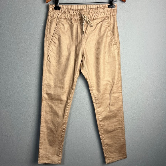 Bevy Flog Shely Bronze Snake Drawstring Pants Casual Dressy Elastic Waist Sz 27 - Picture 1 of 11